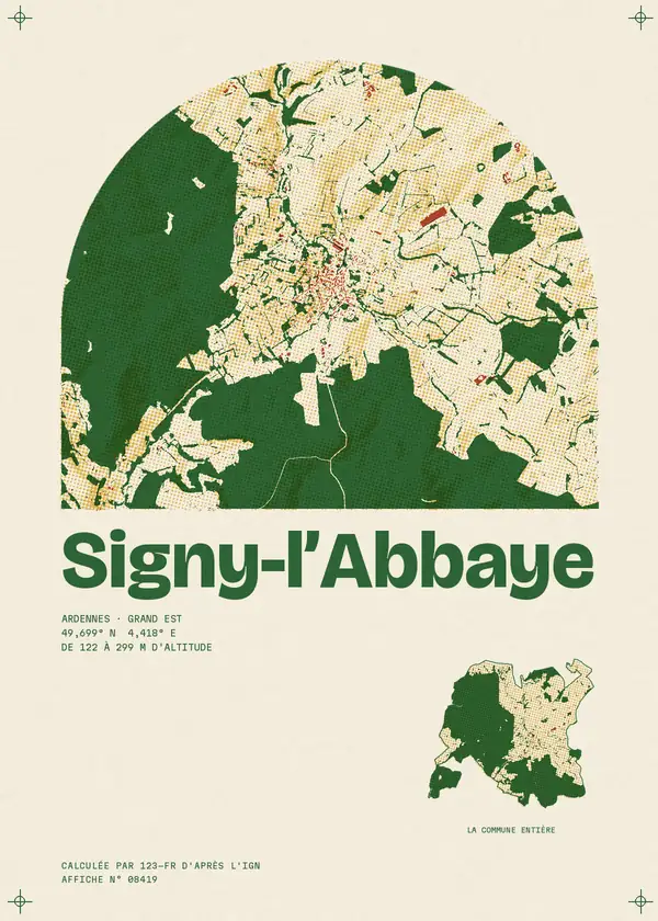 Affiche de Signy-l'Abbaye, calculée par 123-fr d'après l'IGN