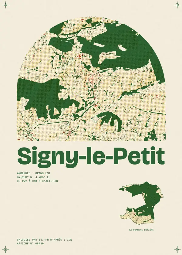 Affiche de Signy-le-Petit, calculée par 123-fr d'après l'IGN