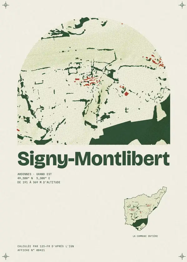 Affiche de Signy-Montlibert, calculée par 123-fr d'après l'IGN