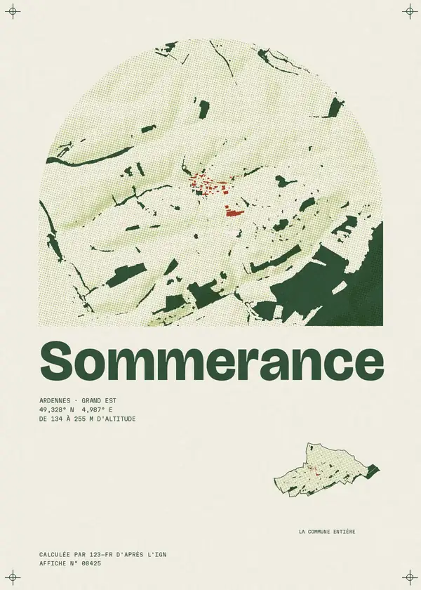 Affiche de Sommerance, calculée par 123-fr d'après l'IGN