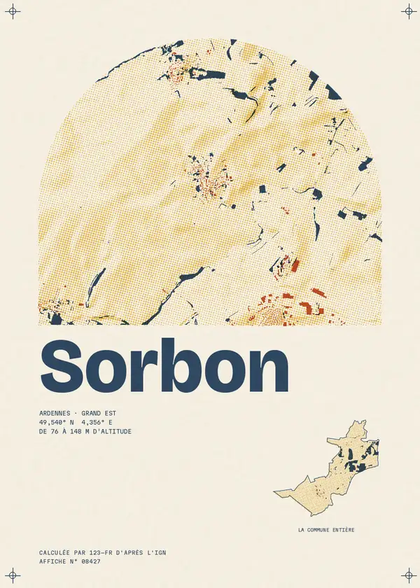 Affiche de Sorbon, calculée par 123-fr d'après l'IGN
