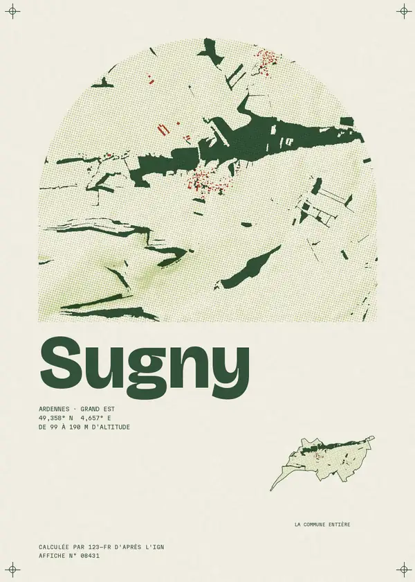 Affiche de Sugny, calculée par 123-fr d'après l'IGN