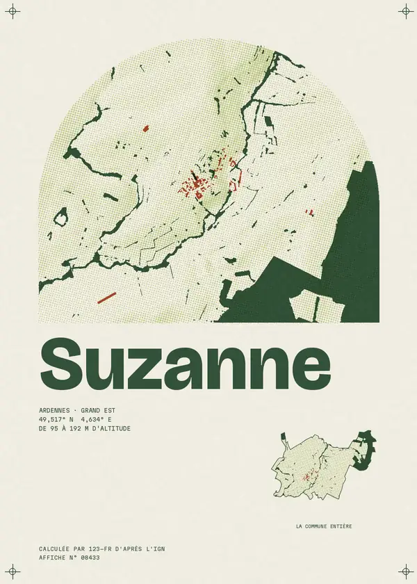 Affiche de Suzanne, calculée par 123-fr d'après l'IGN