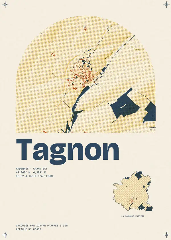 Affiche de Tagnon, calculée par 123-fr d'après l'IGN