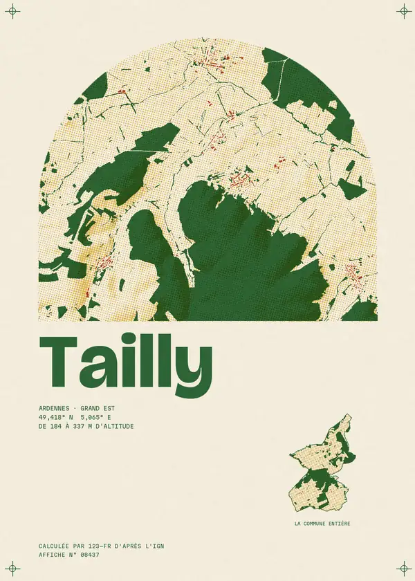 Affiche de Tailly, calculée par 123-fr d'après l'IGN