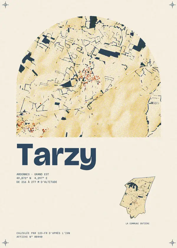 Affiche de Tarzy, calculée par 123-fr d'après l'IGN