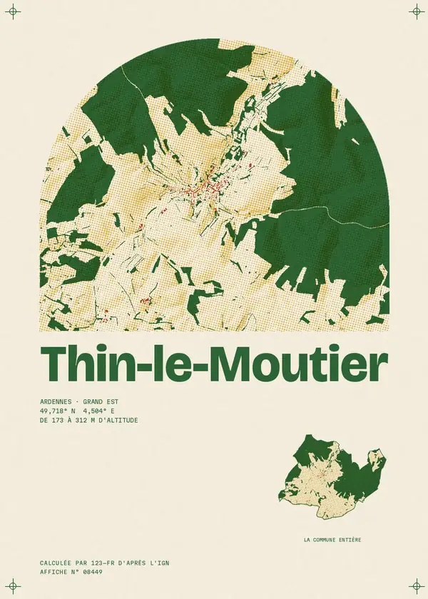 Affiche de Thin-le-Moutier, calculée par 123-fr d'après l'IGN