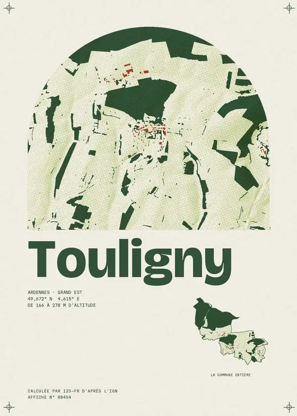Affiche de Touligny, calculée par 123-fr d'après l'IGN
