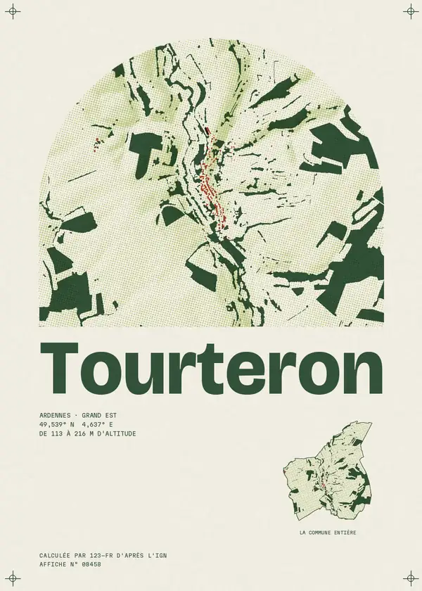 Affiche de Tourteron, calculée par 123-fr d'après l'IGN