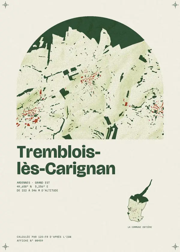 Affiche de Tremblois-lès-Carignan, calculée par 123-fr d'après l'IGN