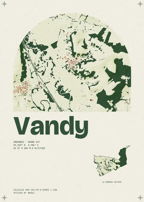 Affiche de Vandy, calculée par 123-fr d'après l'IGN