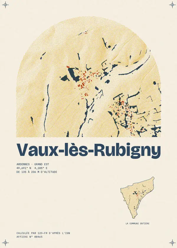 Affiche de Vaux-lès-Rubigny, calculée par 123-fr d'après l'IGN