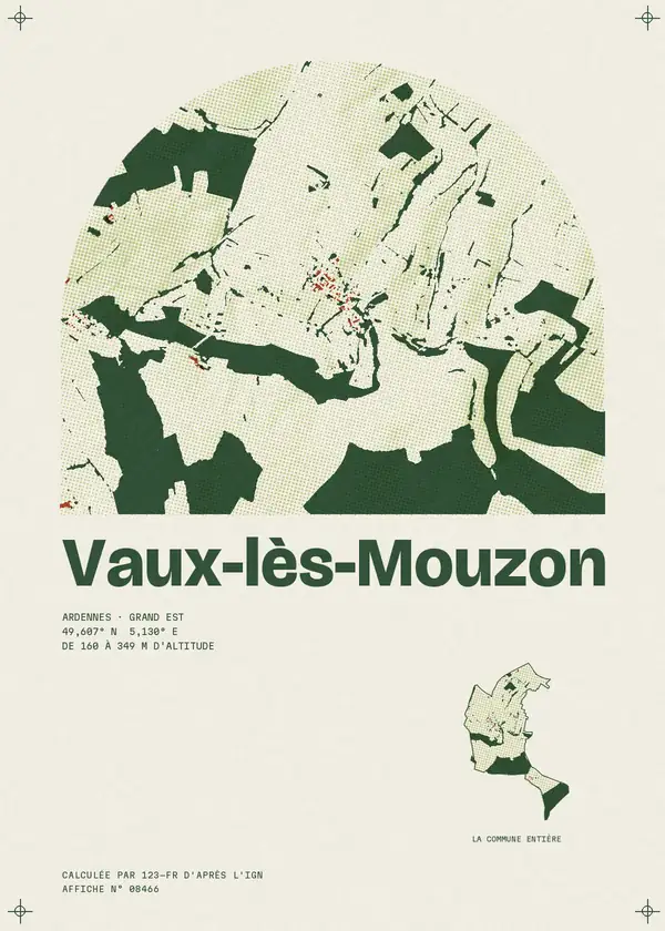 Affiche de Vaux-lès-Mouzon, calculée par 123-fr d'après l'IGN