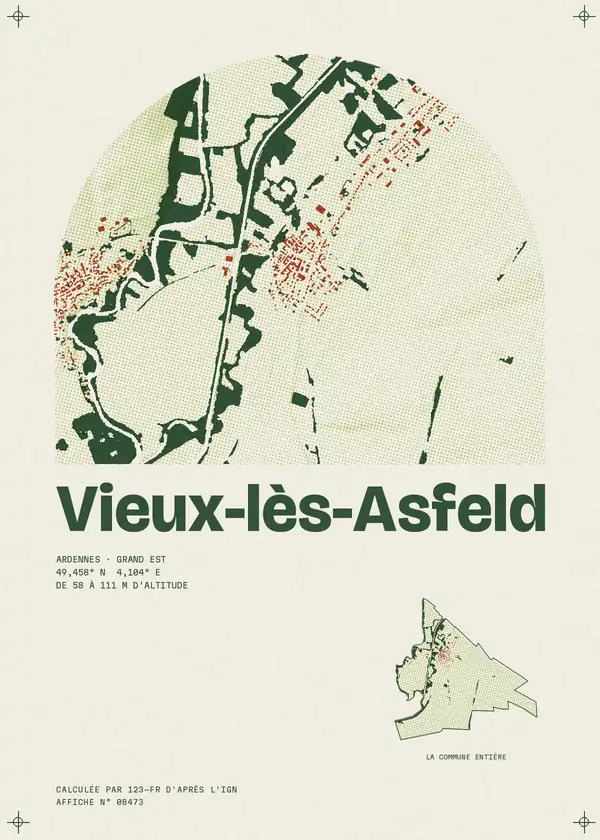 Affiche de Vieux-lès-Asfeld, calculée par 123-fr d'après l'IGN