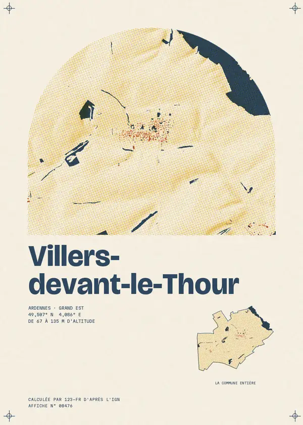Affiche de Villers-devant-le-Thour, calculée par 123-fr d'après l'IGN