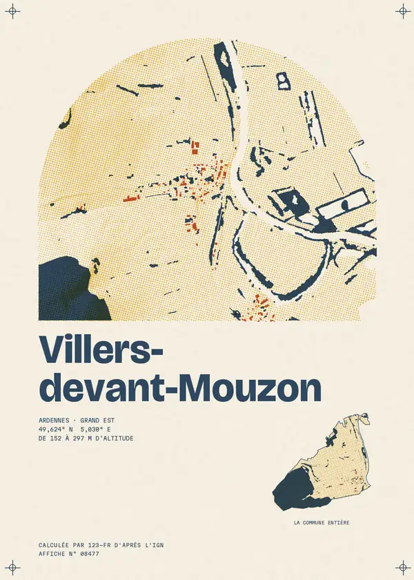 Affiche de Villers-devant-Mouzon, calculée par 123-fr d'après l'IGN