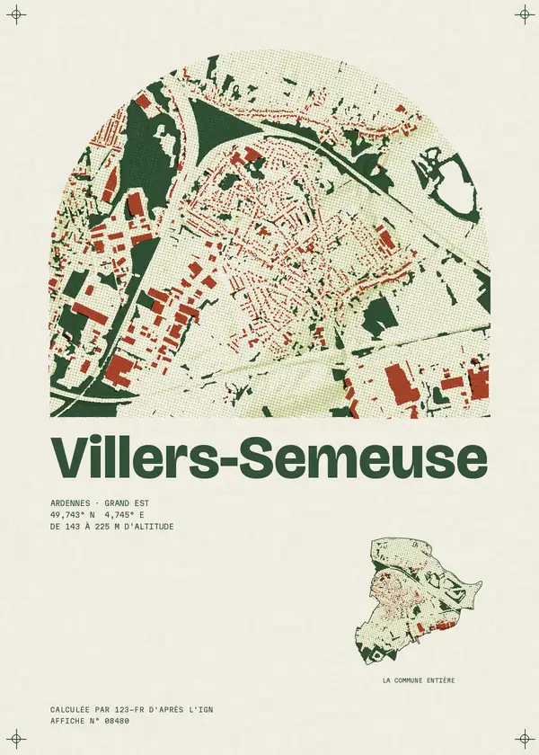 Affiche de Villers-Semeuse, calculée par 123-fr d'après l'IGN