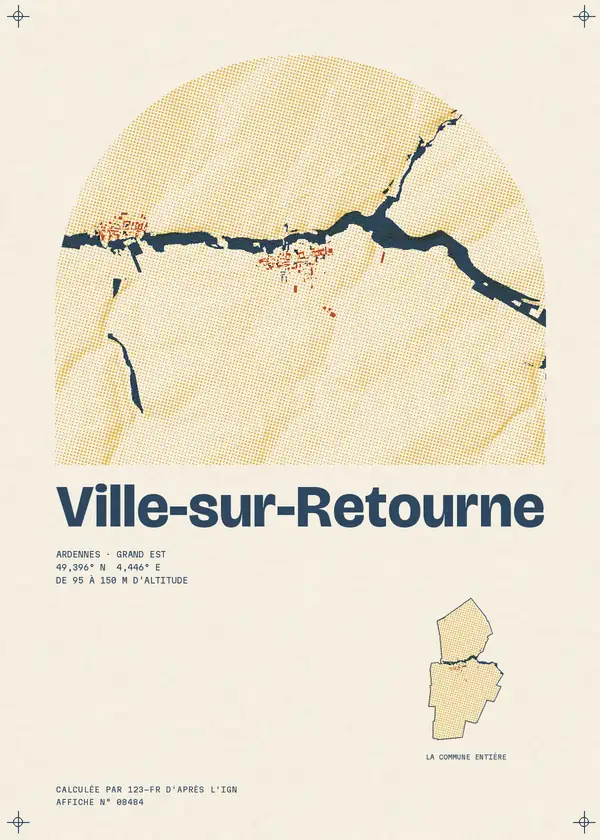 Affiche de Ville-sur-Retourne, calculée d'après l'IGN