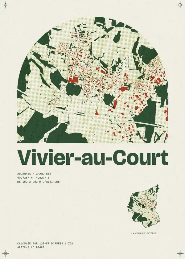 Affiche de Vivier-au-Court, calculée par 123-fr d'après l'IGN