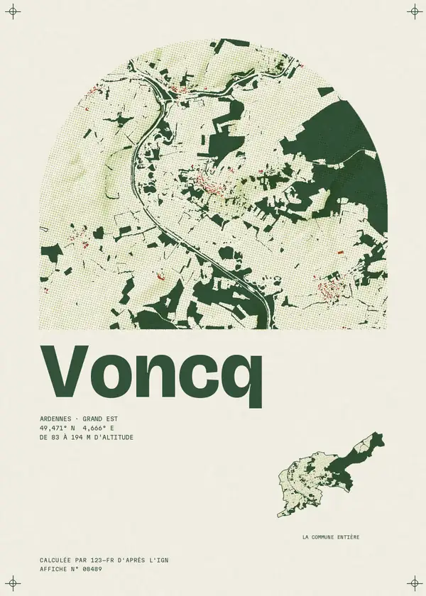 Affiche de Voncq, calculée par 123-fr d'après l'IGN