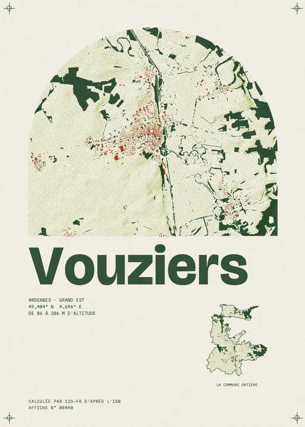 Affiche de Vouziers, calculée par 123-fr d'après l'IGN