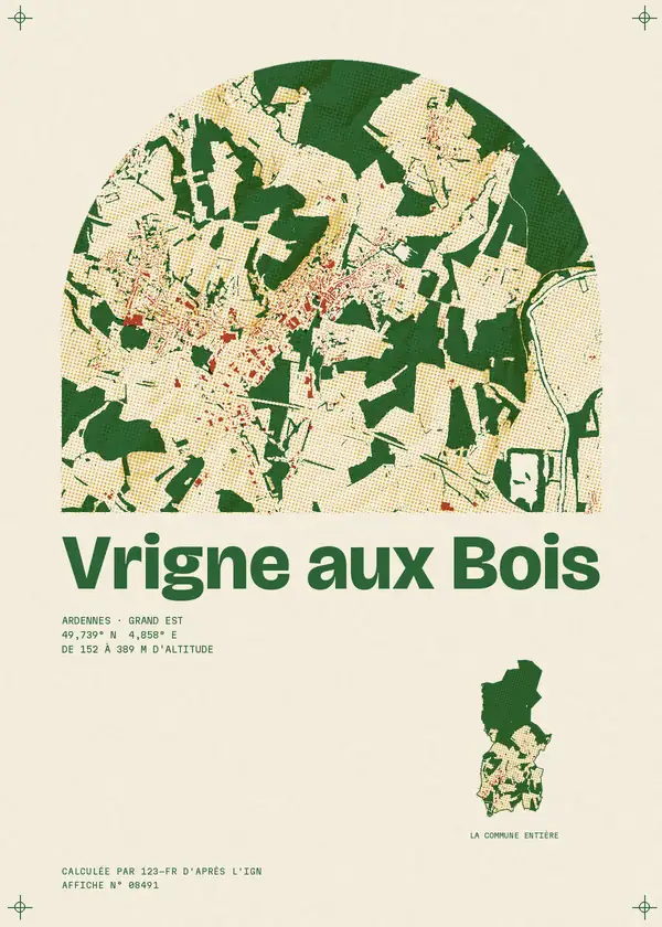 Affiche de Vrigne aux Bois, calculée par 123-fr d'après l'IGN