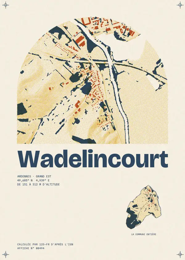 Affiche de Wadelincourt, calculée par 123-fr d'après l'IGN