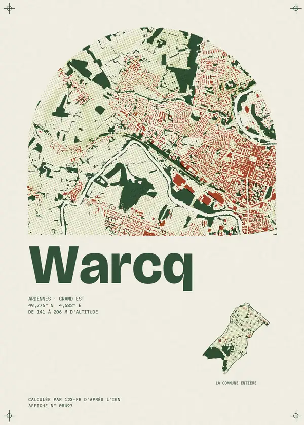 Affiche de Warcq, calculée par 123-fr d'après l'IGN