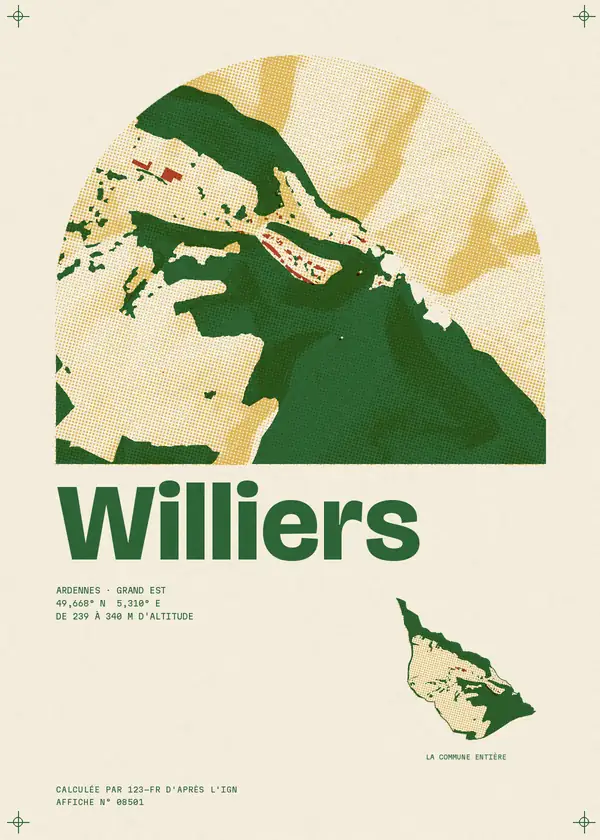 Affiche de Williers, calculée par 123-fr d'après l'IGN