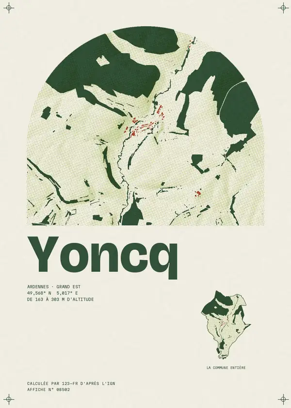 Affiche de Yoncq, calculée par 123-fr d'après l'IGN