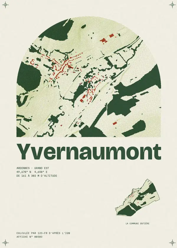 Affiche de Yvernaumont, calculée par 123-fr d'après l'IGN