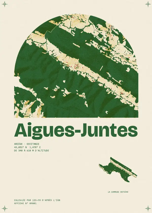 Affiche de Aigues-Juntes, calculée par 123-fr d'après l'IGN