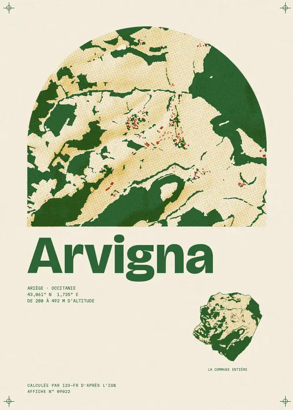 Affiche de Arvigna, calculée par 123-fr d'après l'IGN