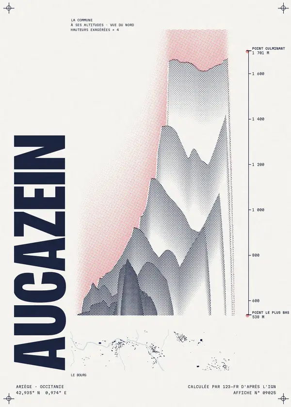 Affiche de Aucazein, calculée par 123-fr d'après l'IGN