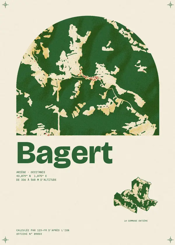 Affiche de Bagert, calculée par 123-fr d'après l'IGN