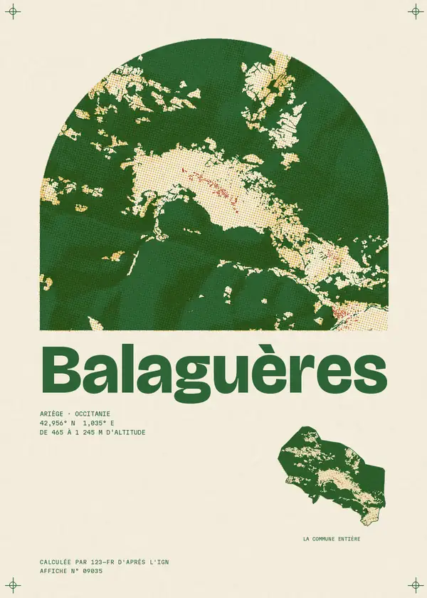 Affiche de Balaguères, calculée par 123-fr d'après l'IGN