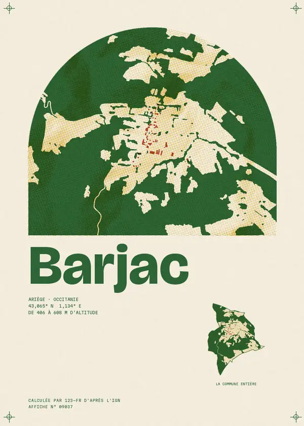 Affiche de Barjac, calculée par 123-fr d'après l'IGN