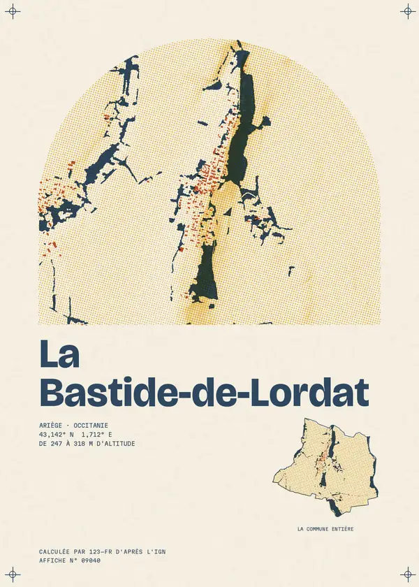 Affiche de La Bastide-de-Lordat, calculée par 123-fr d'après l'IGN