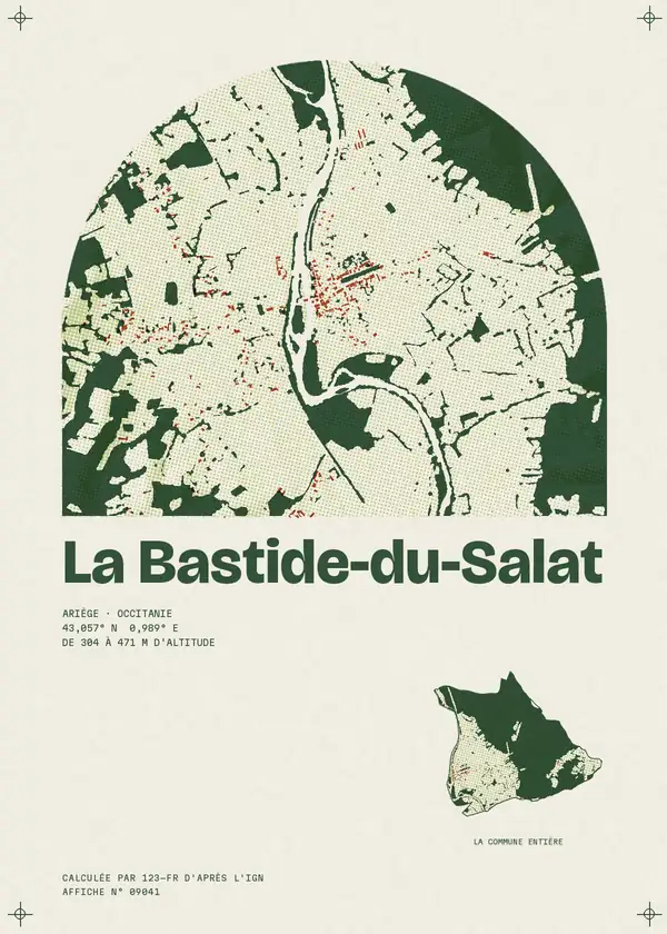 Affiche de La Bastide-du-Salat, calculée par 123-fr d'après l'IGN