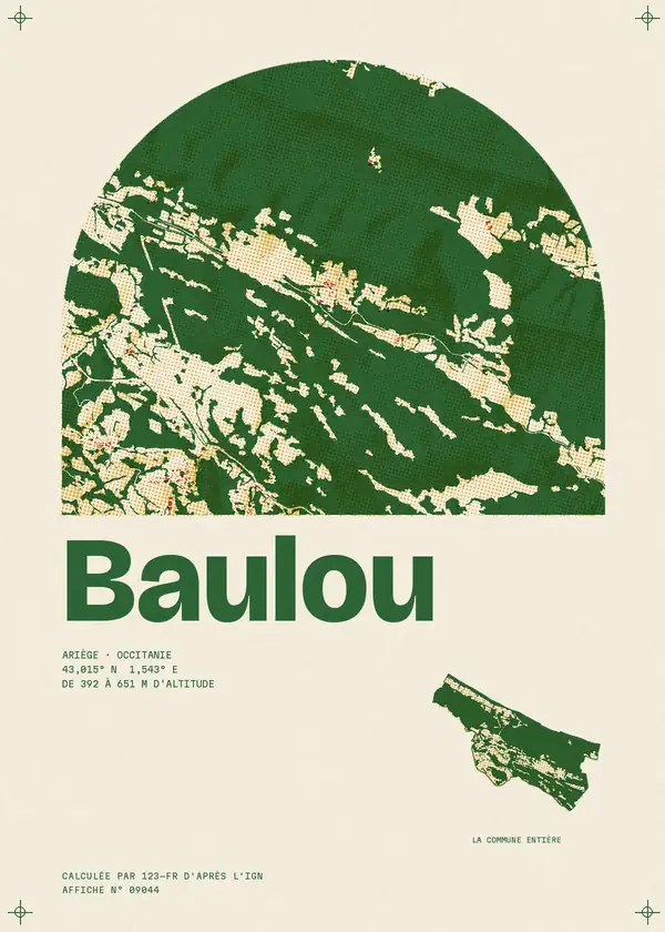 Affiche de Baulou, calculée par 123-fr d'après l'IGN