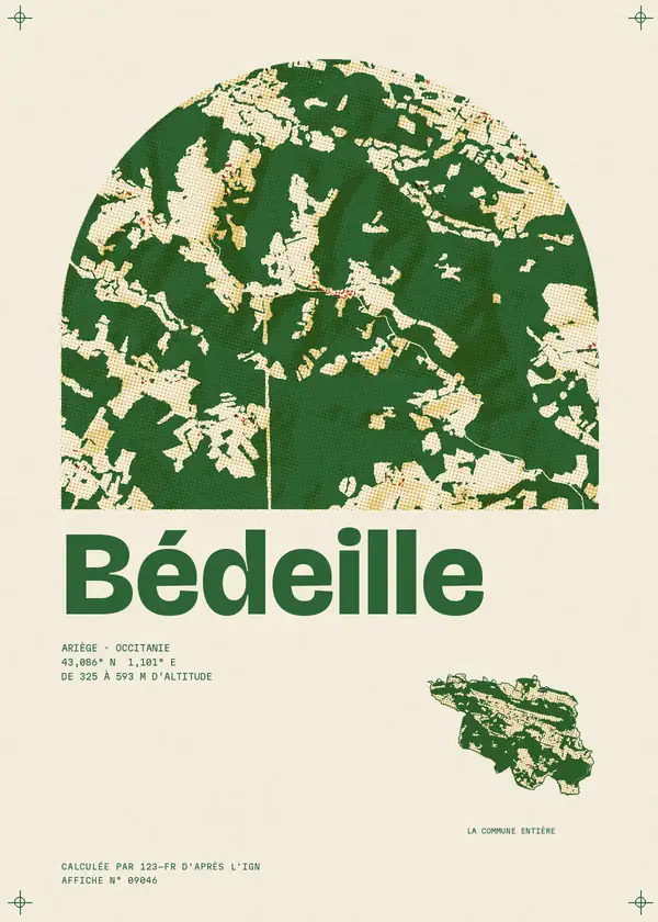 Affiche de Bédeille, calculée par 123-fr d'après l'IGN