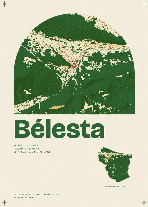 Affiche de Bélesta, calculée par 123-fr d'après l'IGN