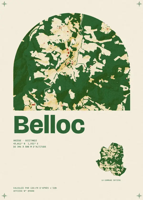 Affiche de Belloc, calculée par 123-fr d'après l'IGN