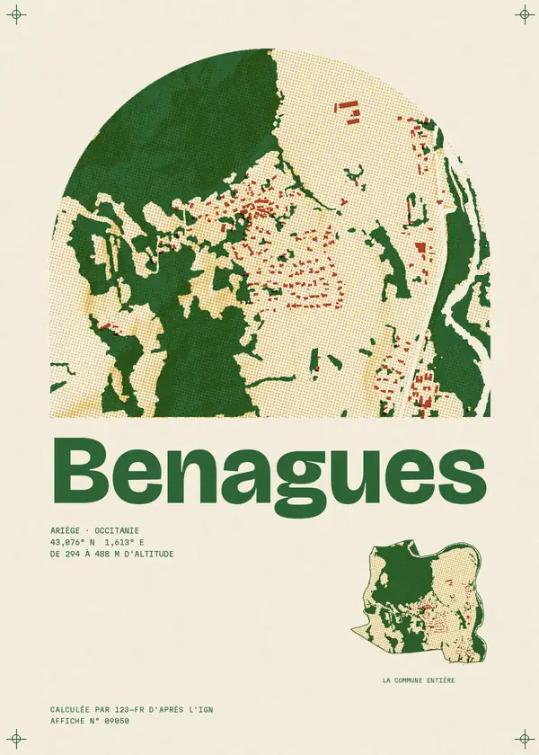 Affiche de Benagues, calculée par 123-fr d'après l'IGN