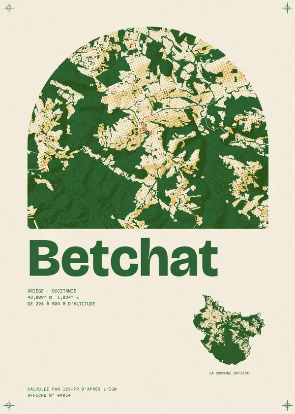 Affiche de Betchat, calculée par 123-fr d'après l'IGN