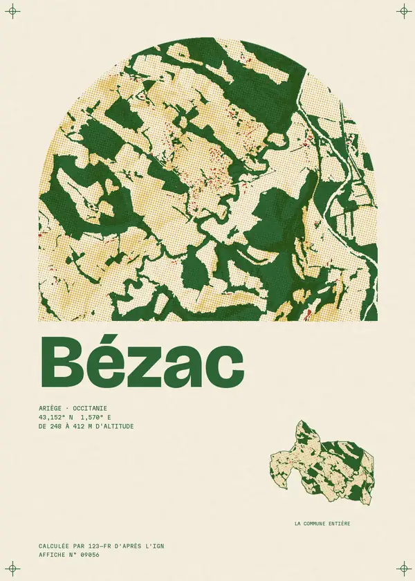 Affiche de Bézac, calculée par 123-fr d'après l'IGN
