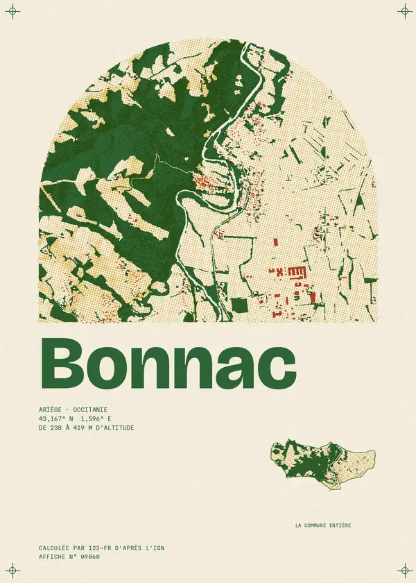 Affiche de Bonnac, calculée par 123-fr d'après l'IGN
