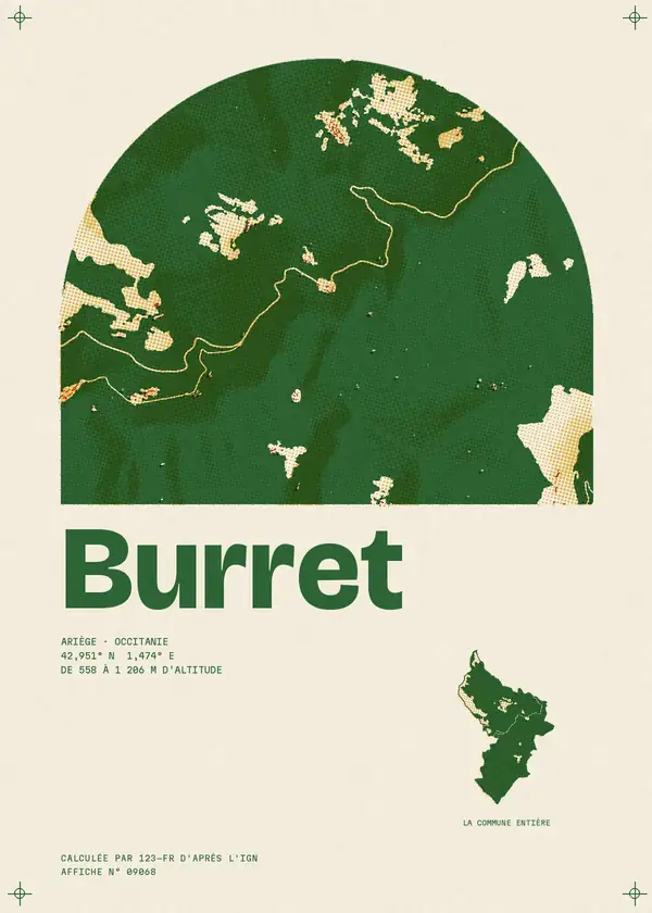 Affiche de Burret, calculée par 123-fr d'après l'IGN