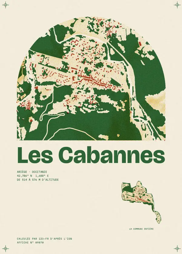 Affiche de Les Cabannes, calculée par 123-fr d'après l'IGN