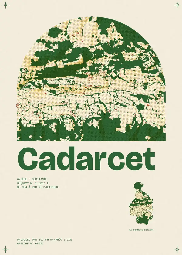 Affiche de Cadarcet, calculée par 123-fr d'après l'IGN